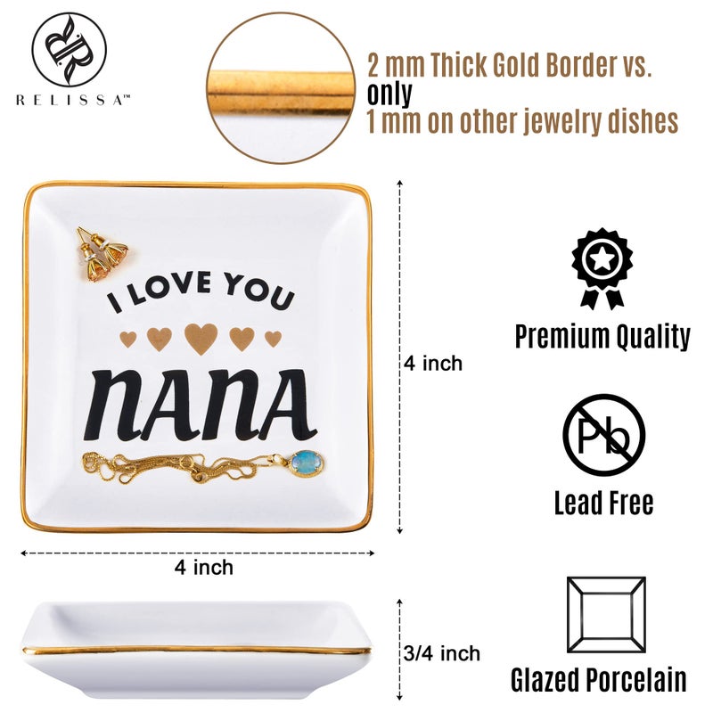 RELISSA Gifts for Grandma - Jewelry Tray Trinket Dish, I Love You Nana Valentine & Mother's Day Gift - Image 4